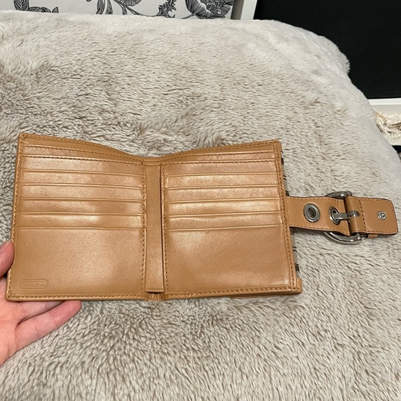 Coach Brown Tan Signature Jacquard Wallet - Picture 5 of 16